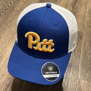 Pitt Panthers Snapback Hat Blue White‎ Mesh Logo Embroidered NCAA Trucker Cap